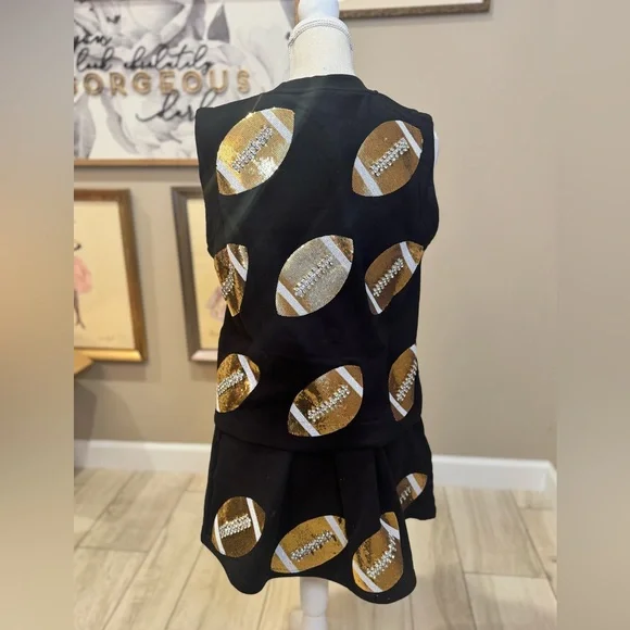 New! QUEEN OF SPARKLES Team Player Sequin & Rhinestone Football Tank - Picture 6 of 8